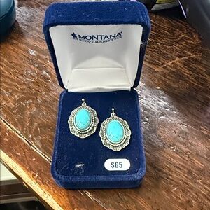 Montana Silversmiths Turquoise and Silver Oval Drop Earrings